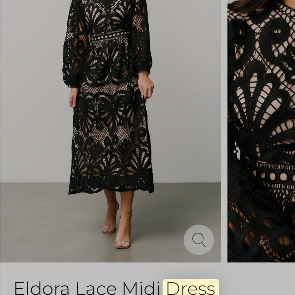 Bohme Black Tan Long Sleeve Mock Neck Cocktail Gown - Picture 3 of 11